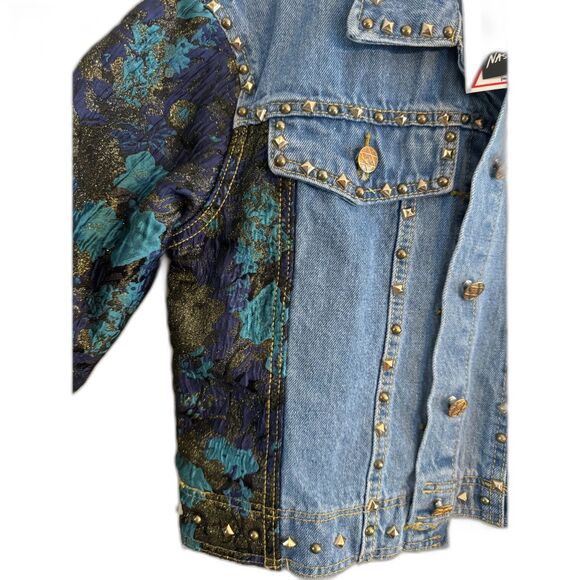 Nasty Gal jacquard studded denim jacket small NWT - Picture 2 of 7